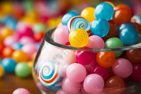 球形拱顶碗中的糖果背景