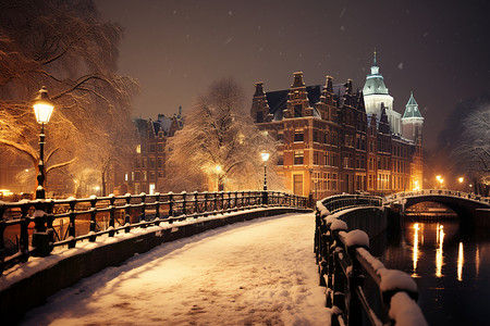冬季的都市雪景图片