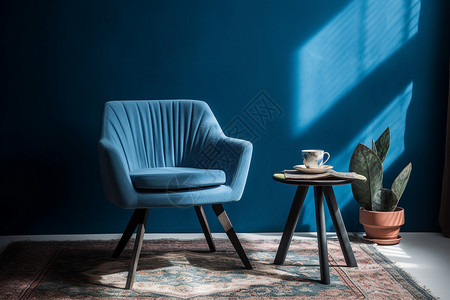蓝色椅子和茶几图片