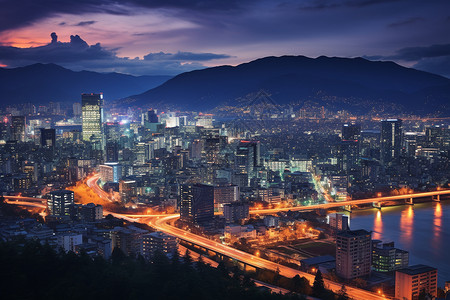 现代化都市的繁华夜景图片