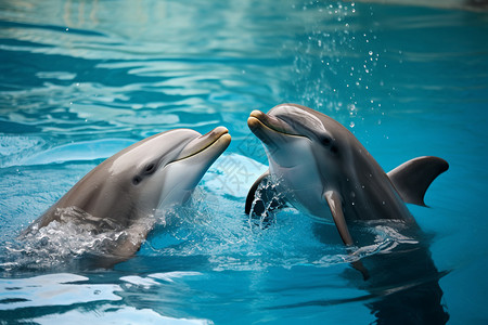 海豚吉祥物海洋馆中的海豚背景
