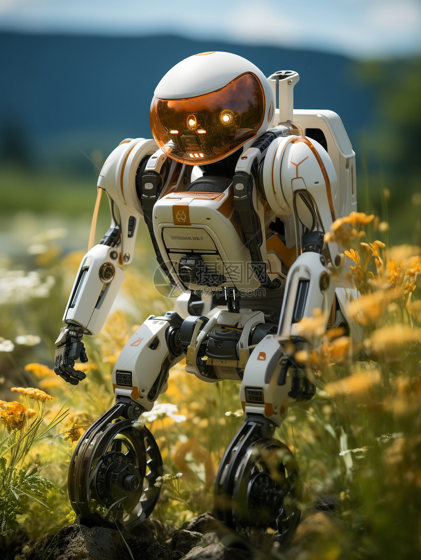 农场中的未来派机器人图片