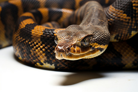 爬行动物的黄纹巨蛇高清图片