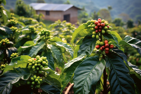 农业种植的咖啡果背景图片