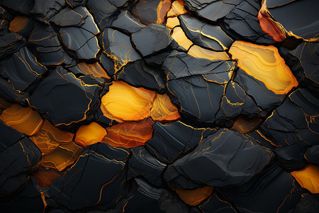 黄色岩石展示山上裸露的煤层设计图片