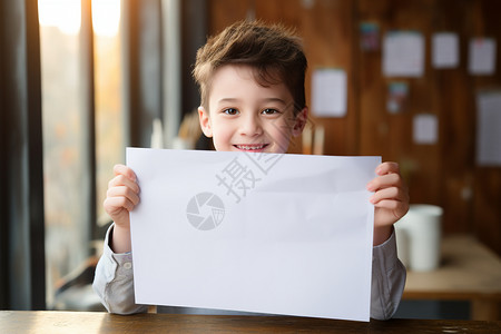白纸展示拿着白纸的男孩背景