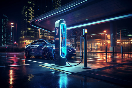 新能源电车电动车的充电桩设计图片