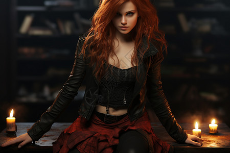 红头发的红发魔法师女孩背景