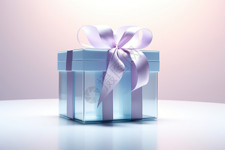 蓝色精美丝带盒子中的礼物设计图片