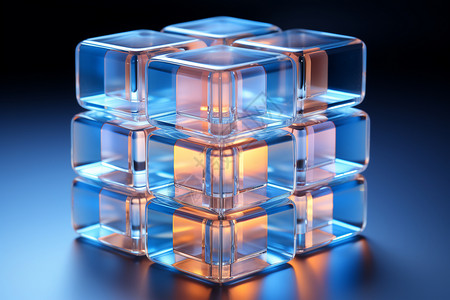 透明魔方素材蓝色梦幻水晶设计图片