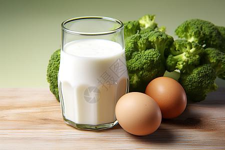 营养牛奶和鸡蛋图片