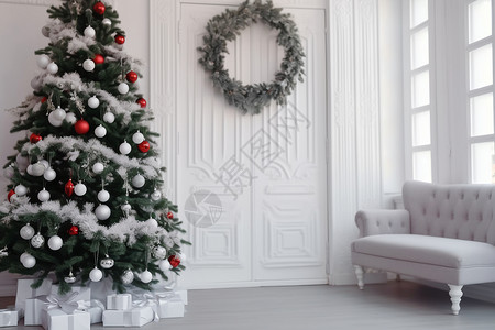 房间里的装饰圣诞树图片