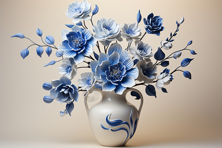 白色装饰图案创意蓝白花瓶背景