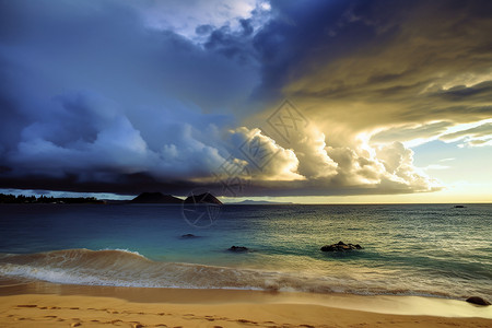 多云的岛屿海上风云背景