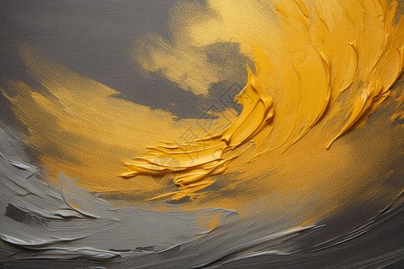 蓝黄色立体波浪般的油画背景