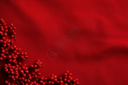 红布遮盖浆果铺在布上背景