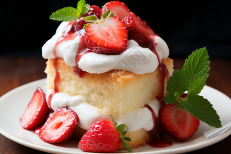 宣软的草莓奶油蛋糕图片