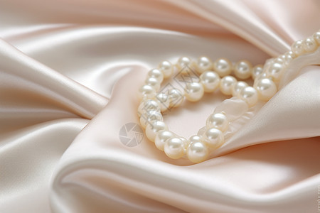 珍珠和丝绸背景图片