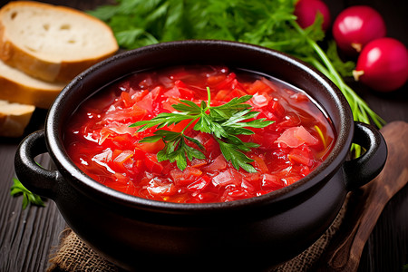 俄罗斯蔬菜超市一锅汤和各种菜背景