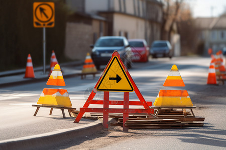 道路施工警示高清图片