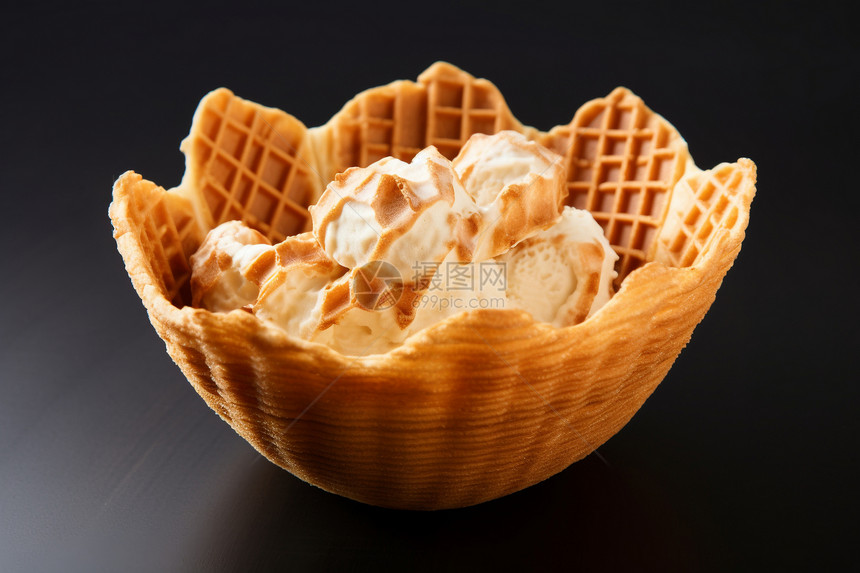 华夫饼碗装冰淇淋图片