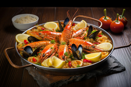 吉列虾烩饭美食海鲜盛宴背景