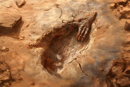 混泥土地素材恐龙的足迹插画