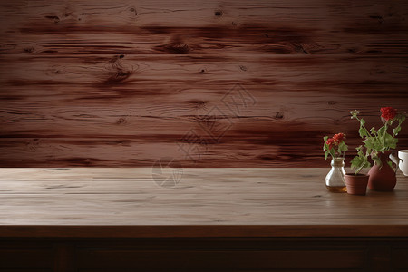 木质背景下的桌子图片