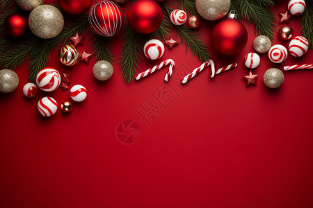 红色圣诞彩球圣诞的彩球装饰背景