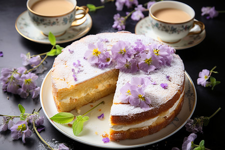 花和蛋糕背景图片
