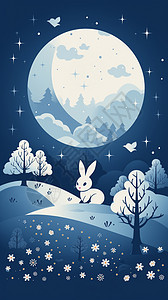 月亮下的兔子图片