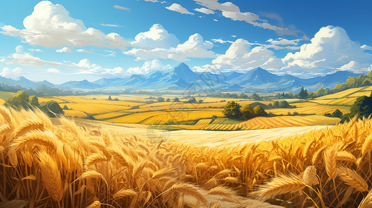 金色的田野金色的稻田插画