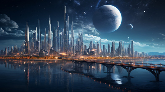 梦幻的城市建筑背景图片