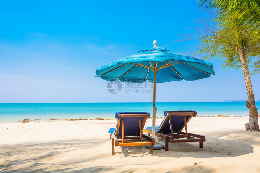 沙滩上的休闲椅子图片