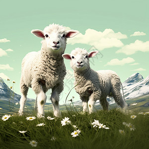 草原上的羊群插画