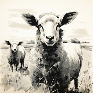 草地上的绵羊背景图片