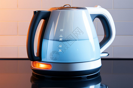 科技茶壶亮灯的热水壶背景