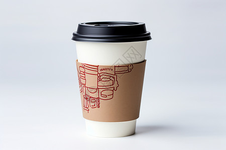 一次性咖啡杯带着杯套的纸杯背景