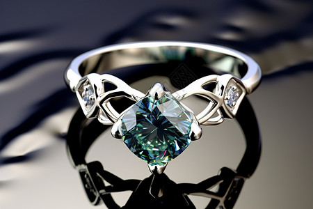 绿色宝石的戒指背景图片