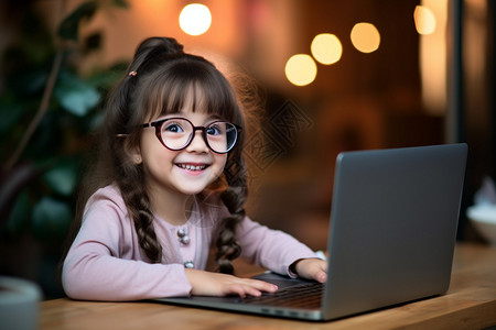玩电脑小女孩玩电脑的小妹妹背景