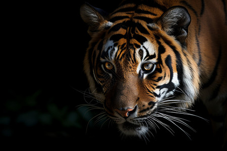 夜间森林里的老虎图片