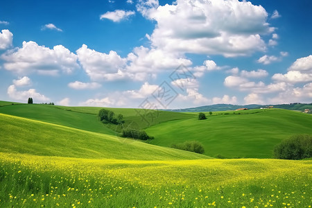 草地天空的自然风景背景图片