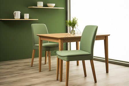 绿色木质椅子图片