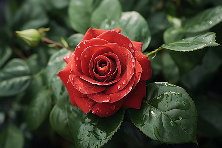 盛夏开放的红玫瑰背景图片