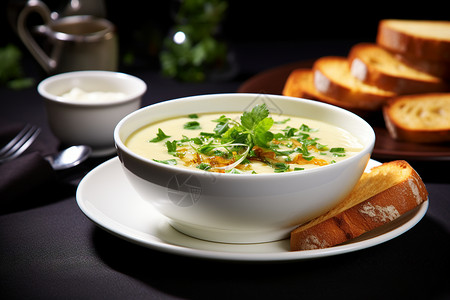 美味汤与面包高清图片
