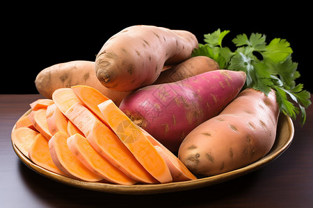 丰收的红薯蔬菜块茎高清图片