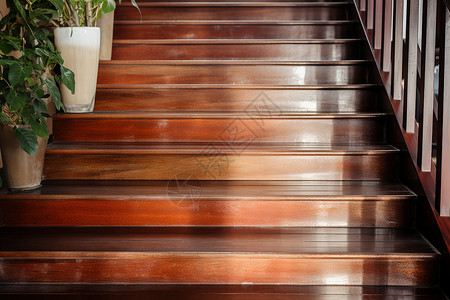 现代白橡木楼梯高清图片