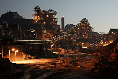 矿山夜景工业世界的深坑背景