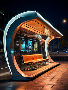 地铁公交未来感的公交车站设计图片