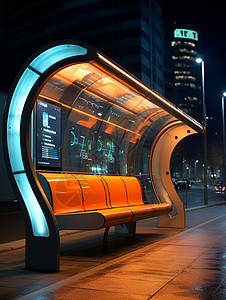 未来主义的公交车站高清图片